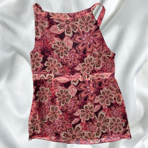 Fairycore floral sleeveless blouse Ann Taylor LOFT - Picture 2 of 4